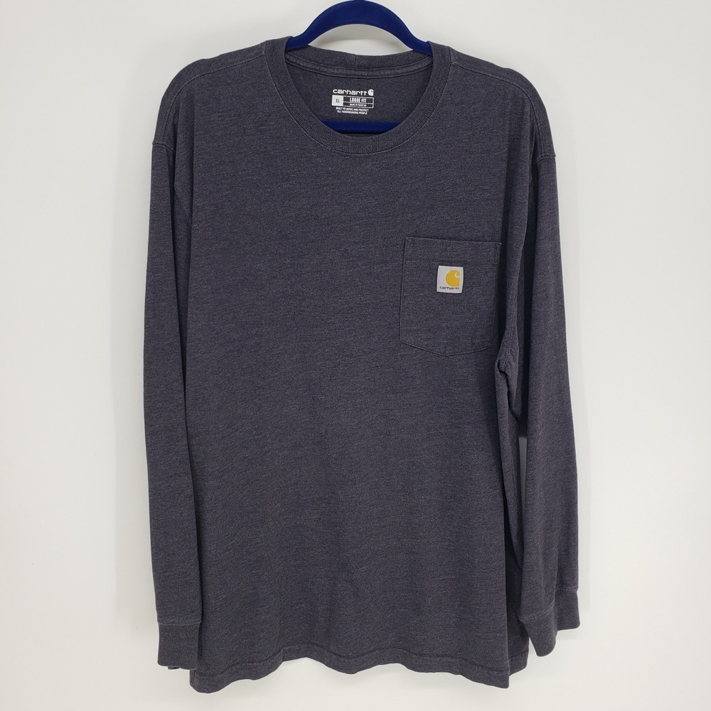 Carhartt Loose Fit Long Sleeve Pocket T-Shirt Mens XL Gray Heather K126 Cotton